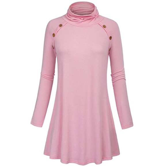 Blush Button Detail Turtleneck Lightweight Sweater - Picture 5 of 6